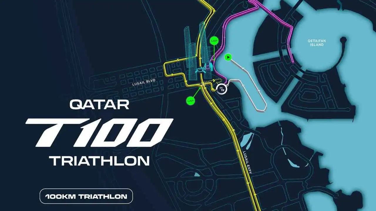 Visit Qatar تكشف عن مسار لوسيل لنهائي بطولة العالم للترياثلون قطر T100