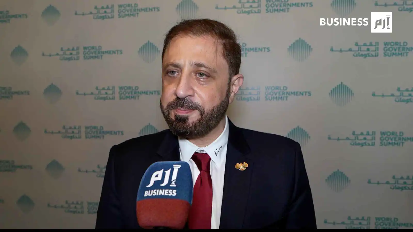 عمر الحصري رئيس «الهيئة العامة للطيران المدني والنقل الجوي» في سوريا خلال مشاركته في القمة العالمية للحكومات في دبي - الإمارات يوم 3 فبراير 2026