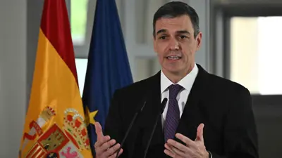مؤتمر صحفي لرئيس الوزراء الإسباني بيدرو سانشيز، يوم 11 أبريل 2024.