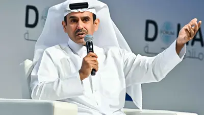 وزير الطاقة القطري سعد الكعبي يتحدث خلال منتدى الدوحة في العاصمة القطرية يوم 7 ديسمبر 2024.