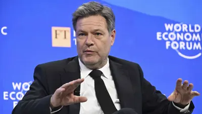 وزير الاقتصاد الألماني روبرت هابيك في المنتدى الاقتصادي العالمي في دافوس، سويسرا، في 22 يناير2025.