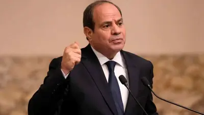 الرئيس المصري عبد الفتاح السيسي يتحدث خلال مؤتمر صحفي، مصر، الأربعاء 25 أكتوبر 2023.