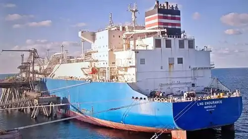 سفينة الشحن «LNG ENDURANCE» التابعة لشركة «توتال إنيرجيز» متجهة لتركيا من مجمع أحد الموانئ المصرية.