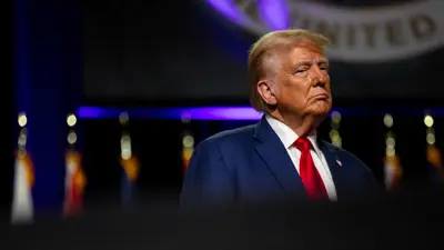 الرئيس الأميركي دونالد ترامب خلال معرض جمعية الحرس الوطني للولايات المتحدة بمركز مؤتمرات هنتنغتون بليس في مدينة ديترويت الأميركية، يوم 26 أغسطس 2024.