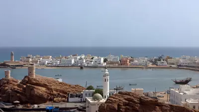 مشهد لمدينة صور الساحلية العمانية جنوب العاصمة مسقط، في 19 يونيو 2022.