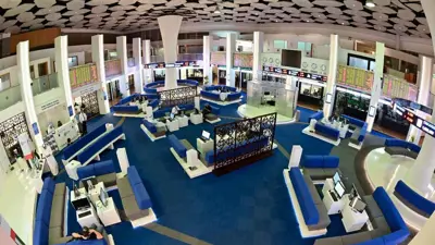 قاعة الاستقبال والتداول في مقر سوق دبي المالي، يوم 8 مارس 2020