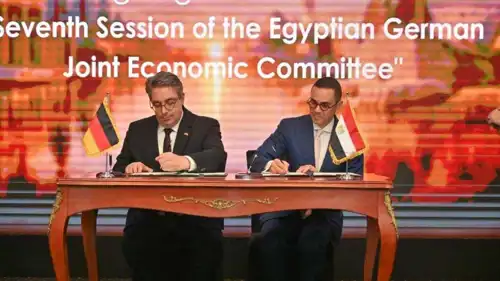 خلال توقيع محضر الاجتماع السابع للجنة الاقتصادية المصرية الألمانية المشتركة في القاهرة، يوم 9 فبراير 2026.
