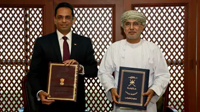 جانب من توقيع الاتفاقية بين سلطنة عُمان وجمهورية الهند، في العاصمة مسقط، يوم 27 يناير 2025.