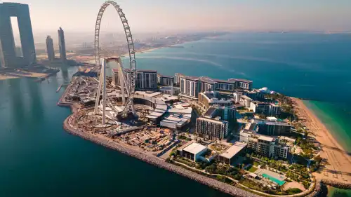 جزيرة «بلوواترز» وعجلة «عين دبي» في دبي، الإمارات، 9 ديسمبر 2020.