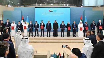 من افتتاح مكتب شركة «بريسايت» الإماراتية في العاصمة الكازاخستانية أستانا.
