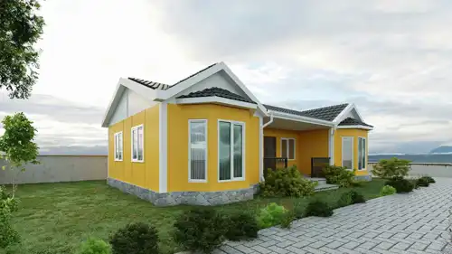 أحد التصميمات للبيوت مسبقة الصنع.