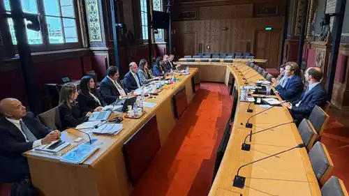 جانب من اجتماع وزير الاستثمار والتجارة الخارجية المصري، محمد فريد صالح، مع قيادات أربع مؤسسات مالية عالمية، يوم 28 سبتمبر 2026.