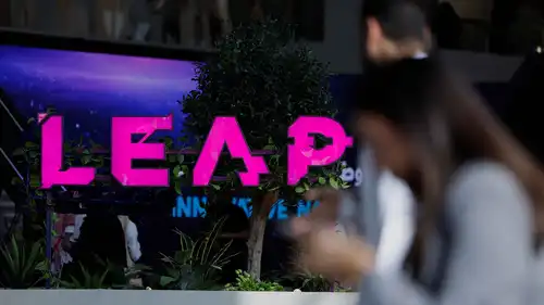 شعار مؤتمر «ليب» (LEAP) خلال حفل افتتاح الحدث التقني في الرياض، السعودية، 31 أغسطس 2026.