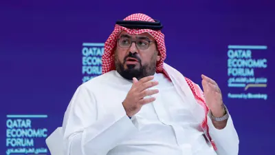  وزير الاقتصاد السعودي فيصل الإبراهيم أثناء مشاركته في منتدى قطر الاقتصادي بالدوحة، 20 مايو 2025.