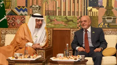 وزير الاستثمار السعودي ووزير الاقتصاد السوري، دمشق، سوريا، يوم 23 يوليو 2025.