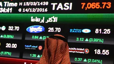 مستثمر يتابع البورصة بالسوق المالية السعودية في العاصمة الرياض يوم في 14 ديسمبر 2016.