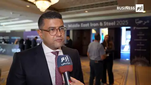  حسن المراكبي، الرئيس التنفيذي والعضو المنتدب بمجموعة «المراكبي للصلب»، خلال حديثه مع «إرم بزنس» على هامش مؤتمر الشرق الأوسط للحديد والصلب في دبي، 18 نوفمبر 2025