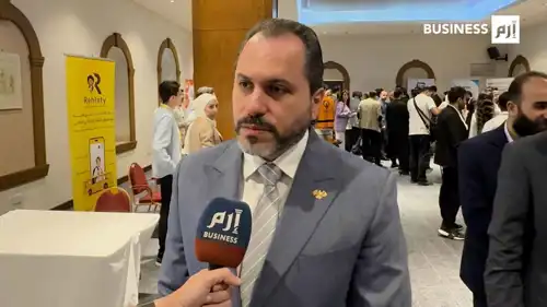 وزير السياحة السوري مازن الصالحاني خلال منتدى ريادة الأعمال في رقميات النقل – دمشق - 7 أكتوبر 2025.