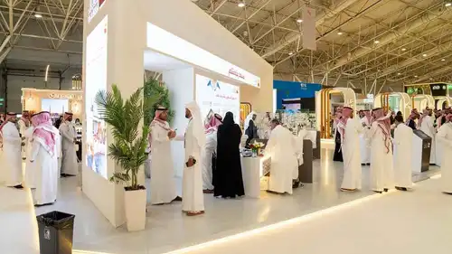 جناح بنك البلاد بمعرض «ريستاتكس» العقاري في العاصمة السعودية الرياض، يوم 12 فبراير 2026.