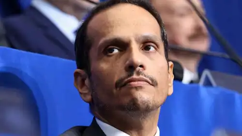 رئيس الوزراء ووزير الخارجية القطري الشيخ محمد بن عبد الرحمن بن جاسم آل ثاني خلال اجتماع في واشنطن يوم 19 فبراير 2026.