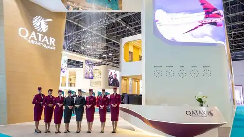 جناح الخطوط الجوية القطرية في معرض السفر العربي بدبي -16 سبتمبر 2026