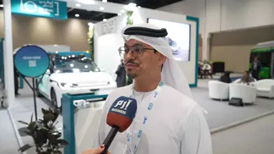 أثناء حوار مع المدير التنفيذي لقطاع أنظمة النقل الذكية بالإنابة في مركز النقل المتكامل، خلال معرض ومؤتمر السيارات الكهربائية في أبوظبي، بتاريخ 23-4-2025